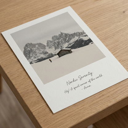 ❄️ Nordic Wall Art Print | Premium Textured Paper | Minimalist Home Decor Gift | Snowy Mountain Cabin Aesthetic