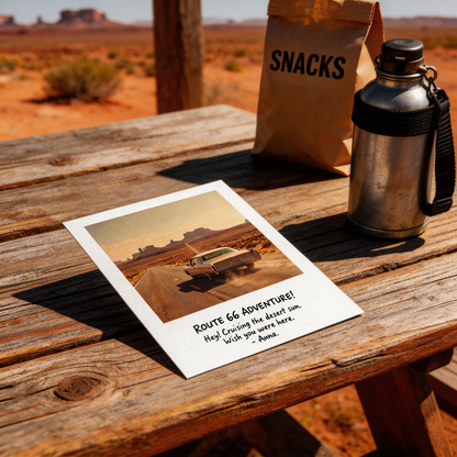 🚗 Retro Travel Wall Art | Premium Textured Cardstock | Desert Road Trip Decor | Adventure Lovers Gift | Route 66 Sunset Vibes