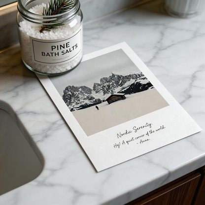 ❄️ Nordic Wall Art Print | Premium Textured Paper | Minimalist Home Decor Gift | Snowy Mountain Cabin Aesthetic