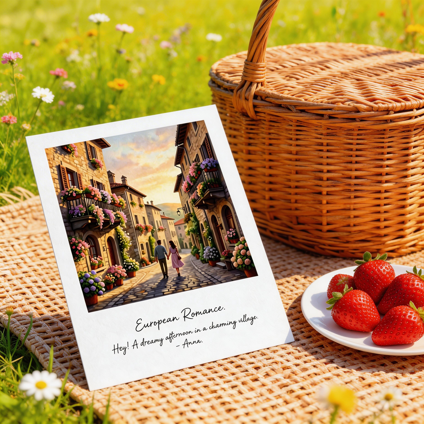Romance-Ready | Textured European Village Print | Timeless Keepsake Postcard