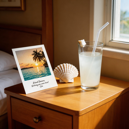 🌴 Tropical Sunset Wall Art | Premium Textured Cardstock | Beach Home Decor | Travel Lovers Gift | Island Ocean Glow