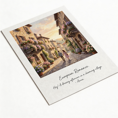 Romance-Ready | Textured European Village Print | Timeless Keepsake Postcard