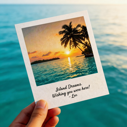 🌴 Tropical Sunset Wall Art | Premium Textured Cardstock | Beach Home Decor | Travel Lovers Gift | Island Ocean Glow