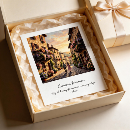 Romance-Ready | Textured European Village Print | Timeless Keepsake Postcard