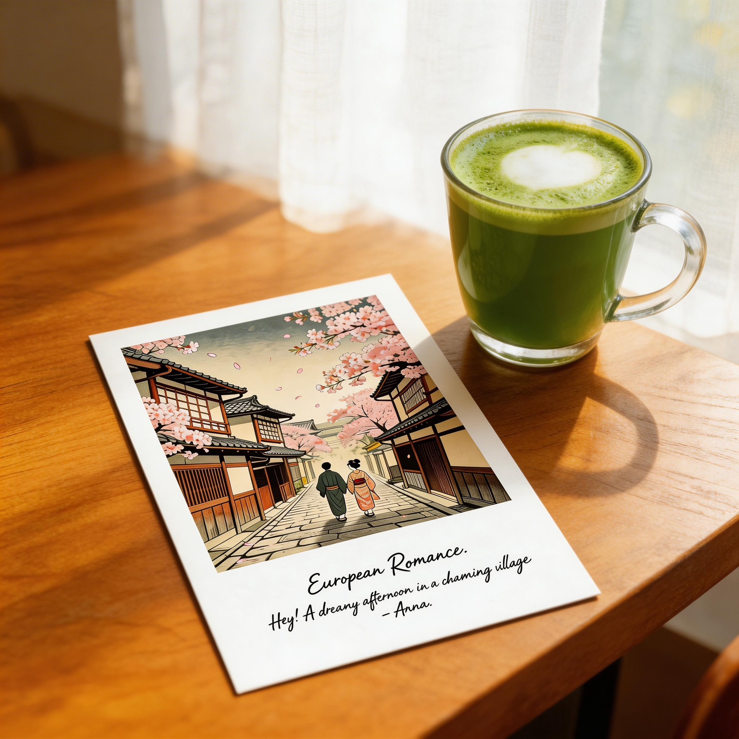 Cherry Blossom Art Print |Kyoto Spring Street Scene | Romantic Gift for Her