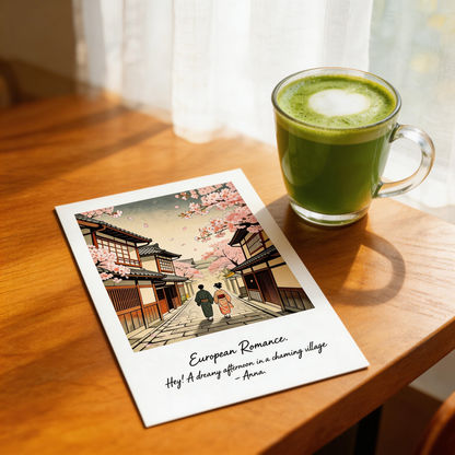 Cherry Blossom Art Print |Kyoto Spring Street Scene | Romantic Gift for Her