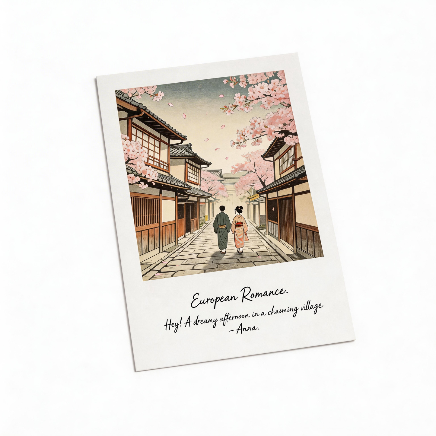 Cherry Blossom Art Print |Kyoto Spring Street Scene | Romantic Gift for Her