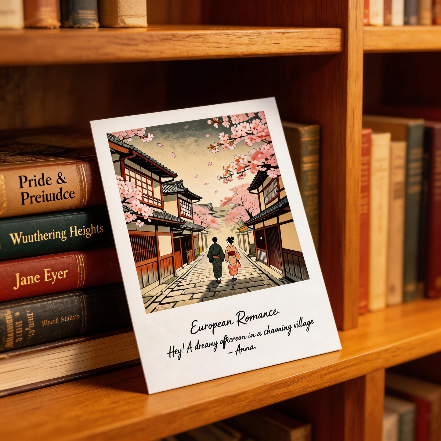 Cherry Blossom Art Print |Kyoto Spring Street Scene | Romantic Gift for Her